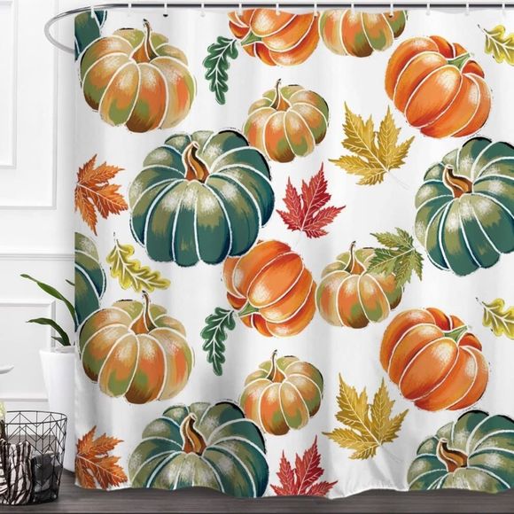 Other - Autumn Pumpkin Shower Curtain 72 X 72 Inch Fall Thanksgiving Maple Leaves
